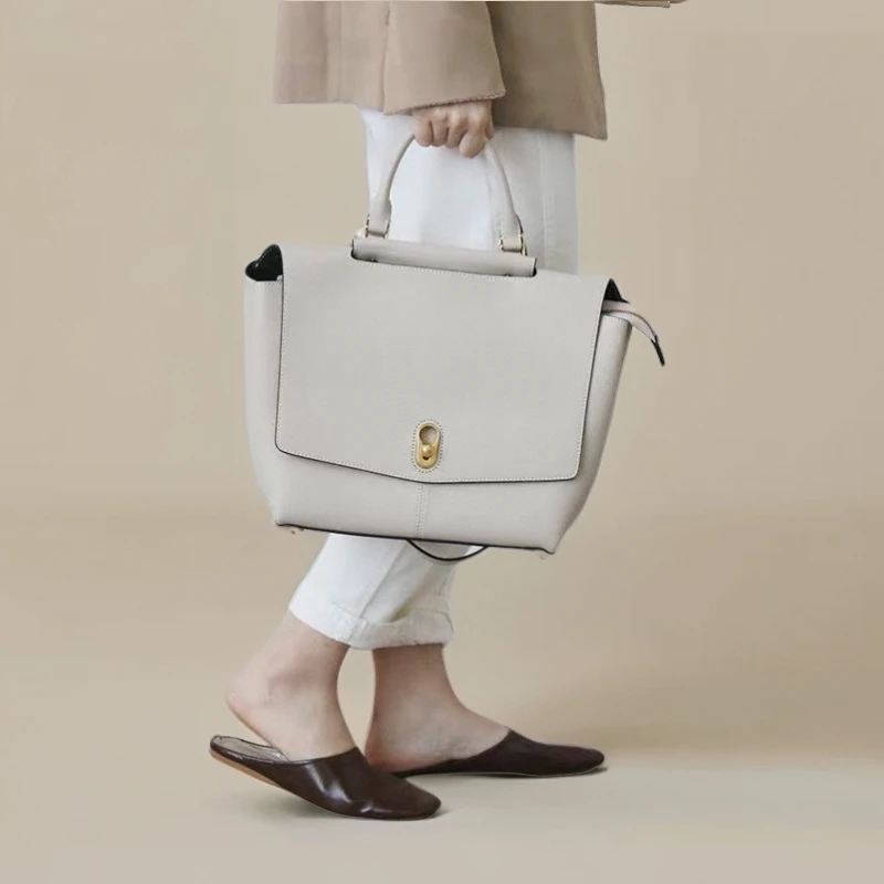 头层牛皮大包单肩包李兰迪同款