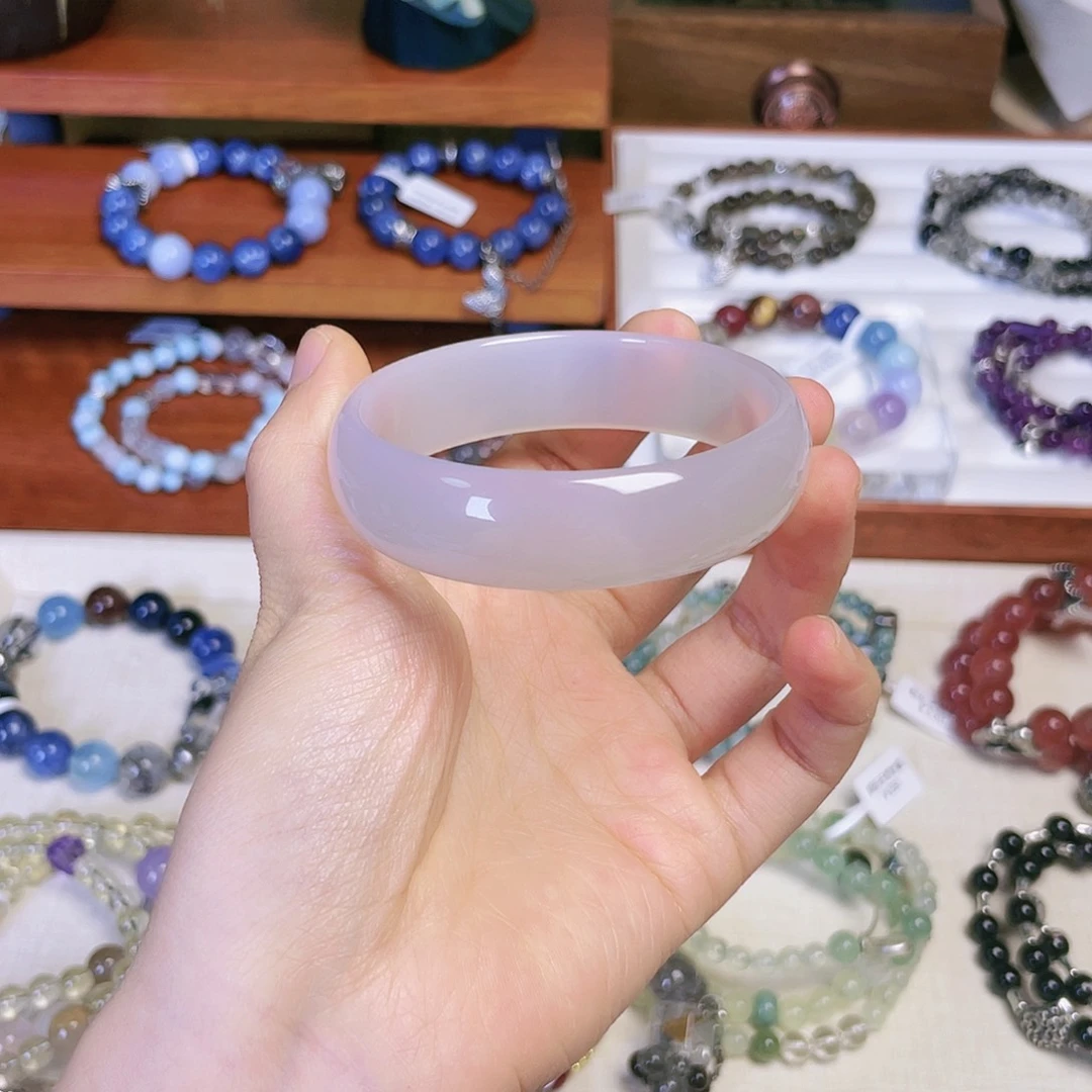 烟晶手链银S925镶嵌53.5圈口