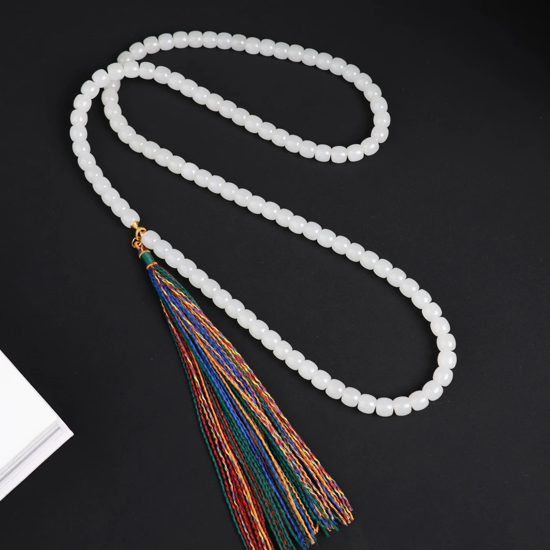 长青 | 珍藏级精品和田玉于田白玉老型珠108项链