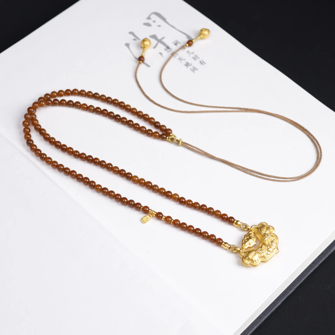 回忆 | 足金如意锁和田玉糖玉项链（实际克重以证书为准）