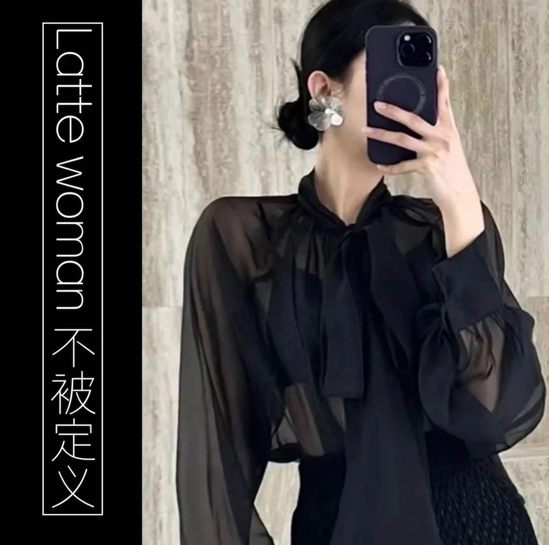 56秋季新款气质纯欲风飘带设计防晒衫女韩版宽松时髦透视