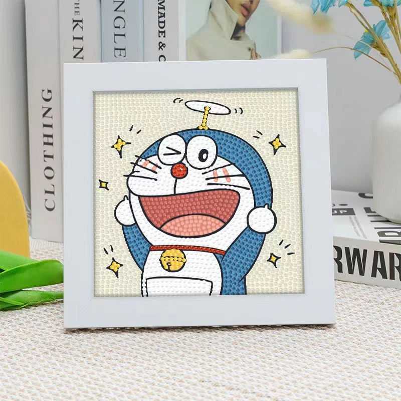 哆啦A梦儿童手工创意diy制作材料包钻石贴画卡通满钻带框益智礼物