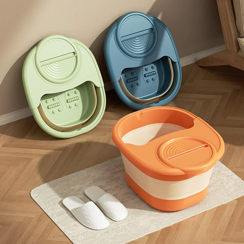 可折叠带盖泡脚桶便携式足浴盆洗脚盆加厚过小腿脚底可按摩泡脚盆