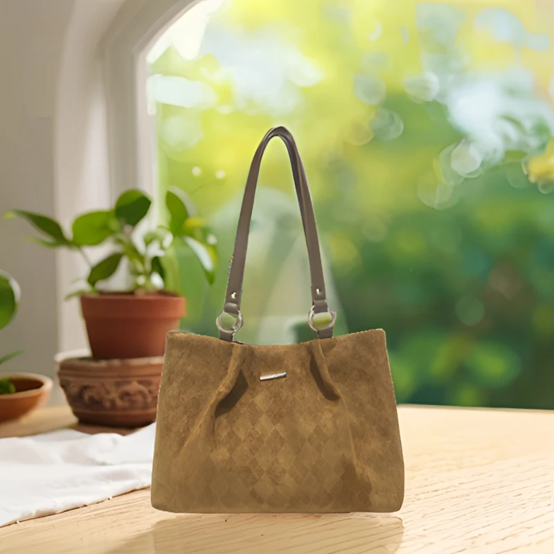 时尚百搭女士棕色腋下法棍包高档小众通勤轻奢休闲简约单肩托特包