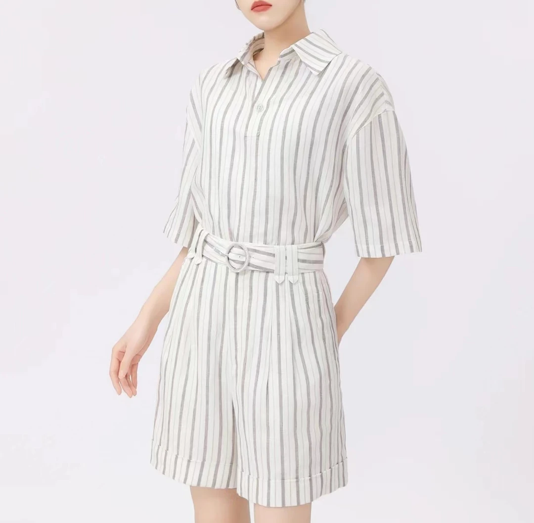 AMASS/阿玛施新款气质时尚亚麻设计感造型紫色衬衫女5301064