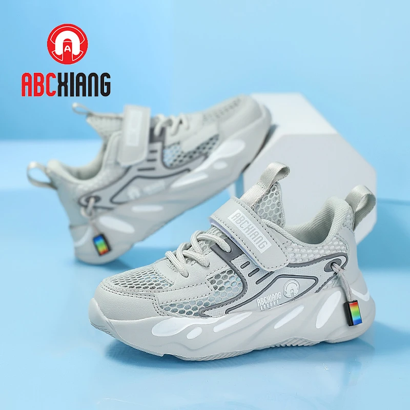 ABCXING儿童时尚透气网面通透写潮鞋软底男童女童夏季休闲运动鞋