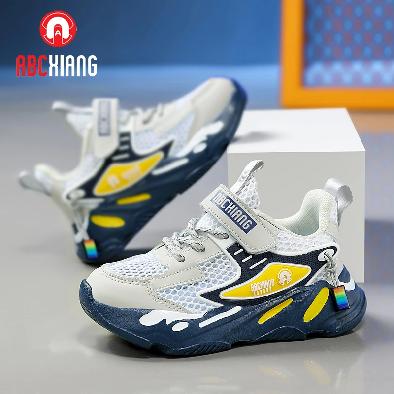 ABCXING儿童时尚透气网面通透写潮鞋软底男童女童夏季休闲运动鞋
