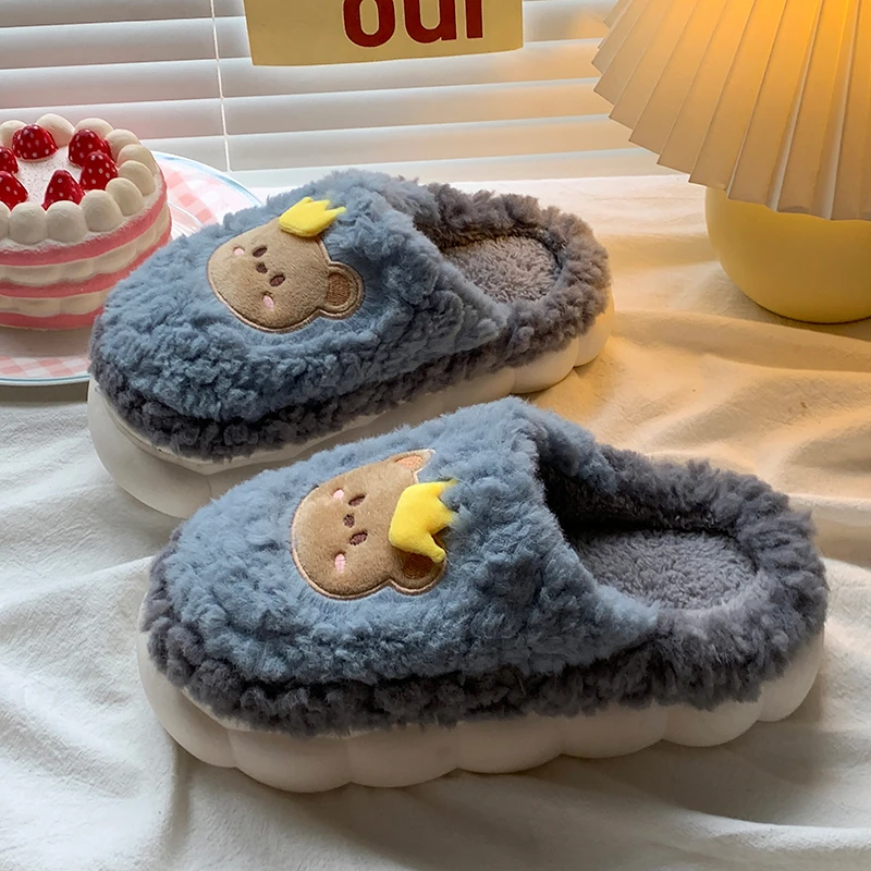 儿童棉拖鞋男童秋冬款家居冬季毛拖卡通可爱男宝宝毛毛绒保暖棉拖