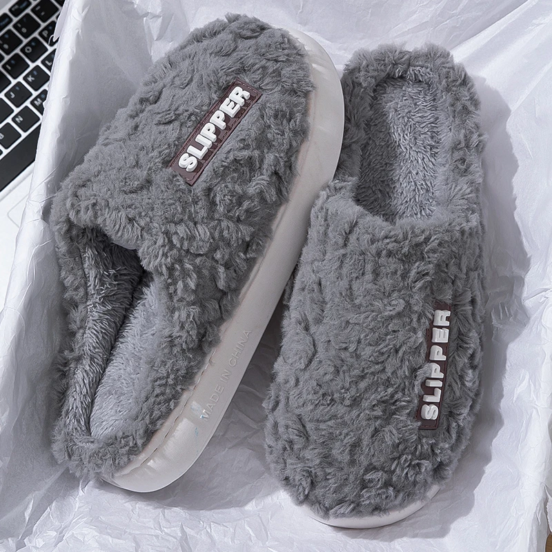 踩屎感棉拖鞋男士冬季外穿棉拖办公室内家居毛绒保暖防滑女式软底