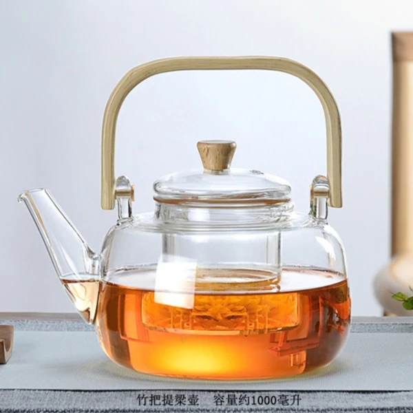 高硼硅玻璃提梁壶冷水壶烧水煮茶壶耐高温耐低温可明火加热泡茶壶
