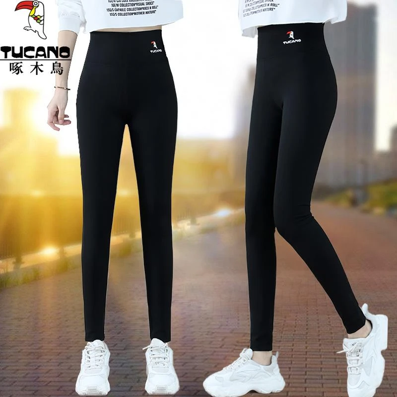 啄木鸟鲨鱼裤打底裤女秋冬2023新款秋季加绒保暖高腰瑜伽外穿裤子