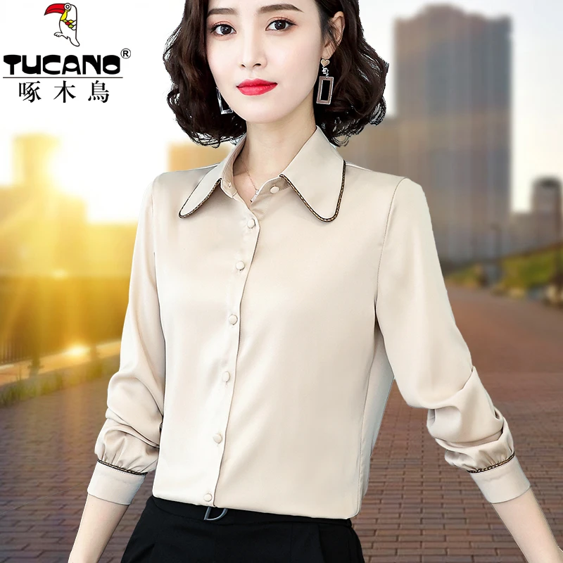 【官方品牌】啄木鸟衬衫女新款2022小衫洋气质雪纺衫时尚女士衬衫