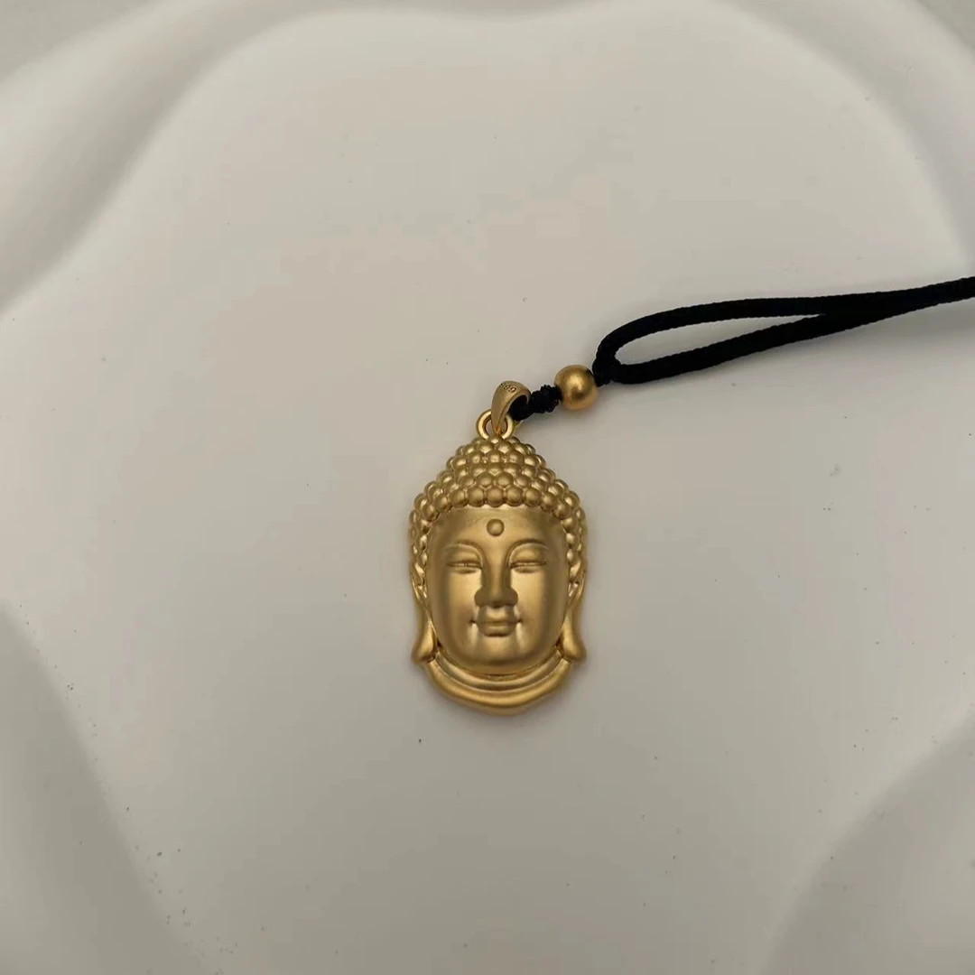 合金吊坠 合金【实心佛头】手工轻奢时尚双面金色挂坠轻奢时尚