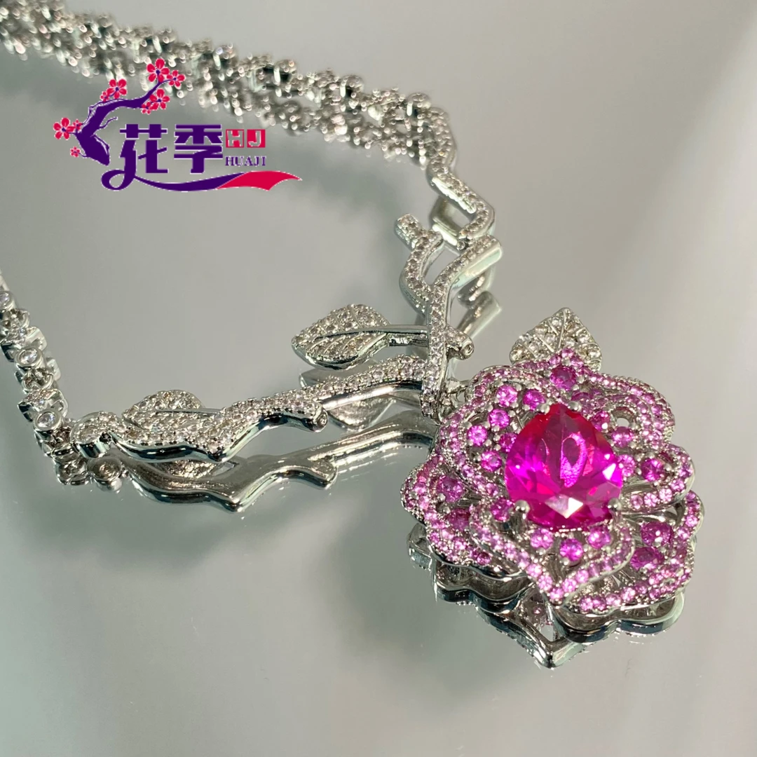 【花季】 原创高级玫红强荧光项链TZL29