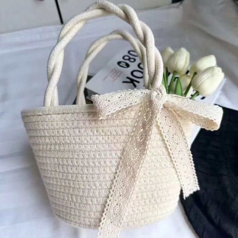 网红手提编织手拎外出可爱宝宝上班小拎编织包化妆收纳包