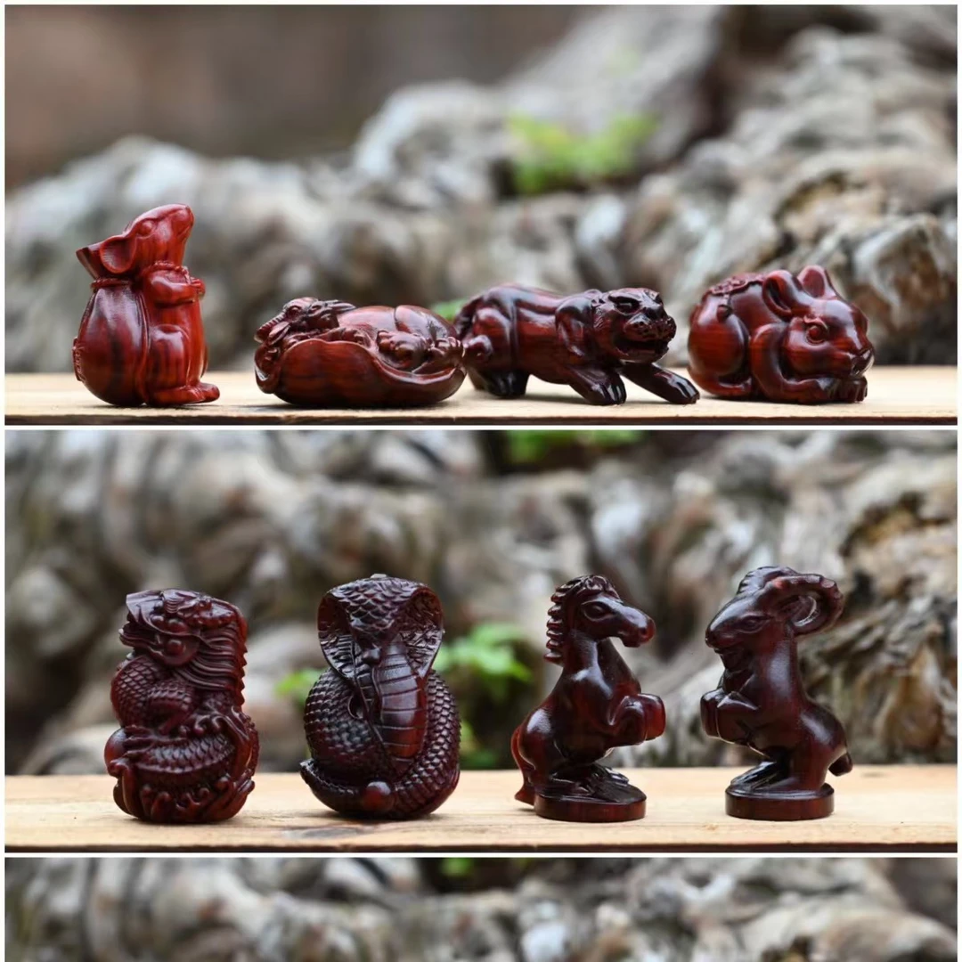 十二生肖紫檀手把件
