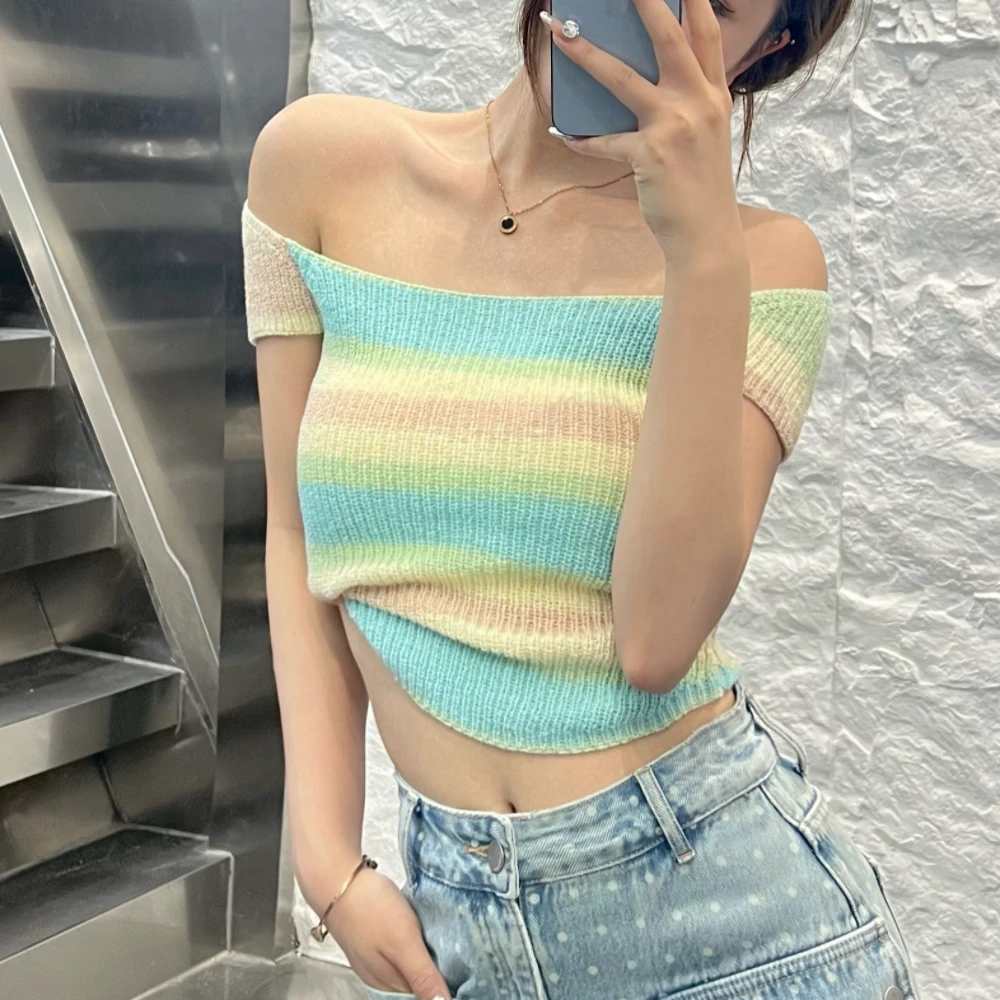 XIAOQIN【斑斓】新款显瘦T恤夏季修身时尚百搭小众设计感上衣女