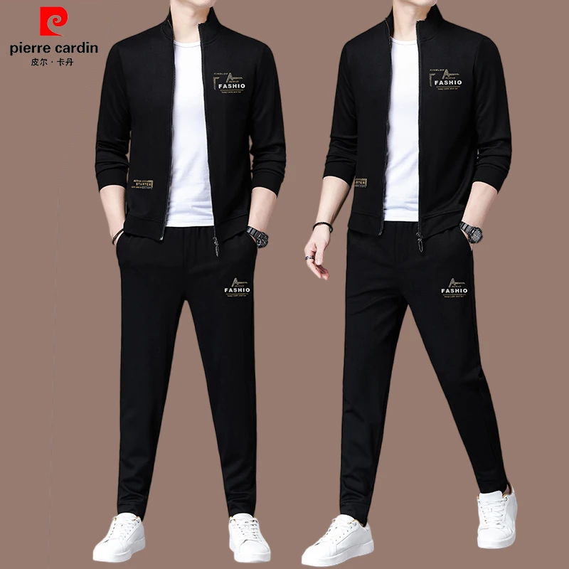 皮尔卡丹品牌轻奢男士休闲运动衣服套装潮流长袖男装一套春秋装