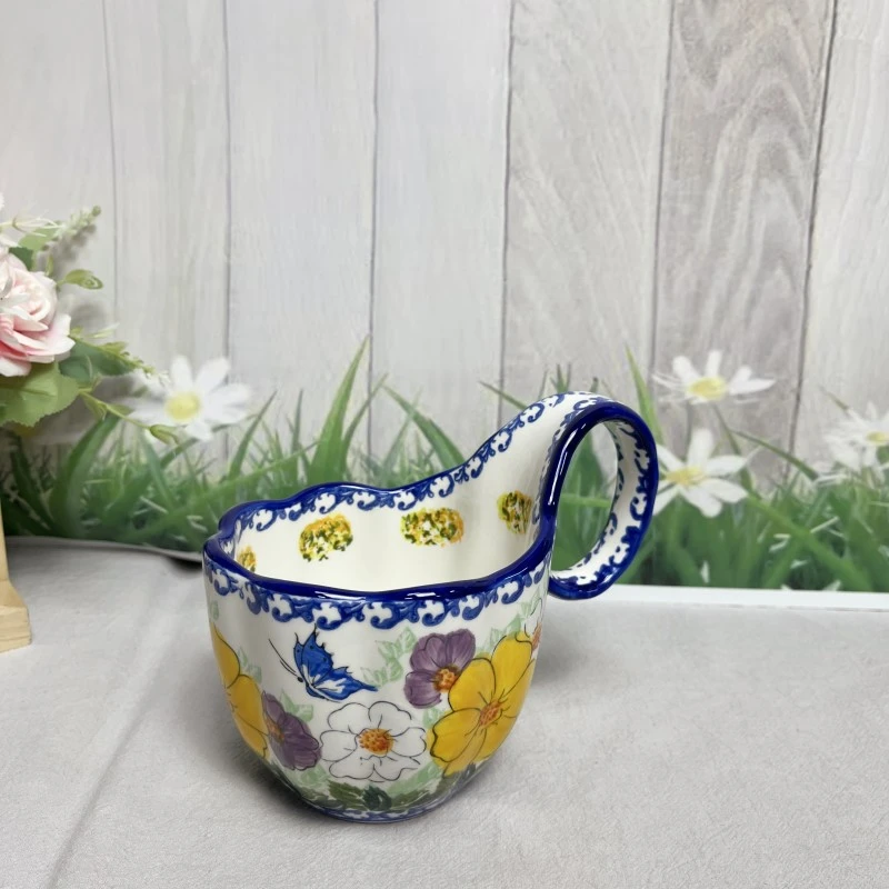 【欧礼HOME】千紫系列曲把杯陶瓷釉下彩餐具