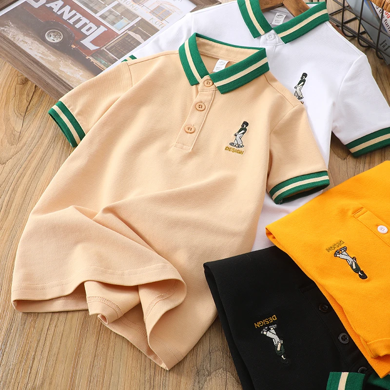 男童POLO衫短袖夏季2024新款刺绣纯棉儿童翻领T恤中大童休闲上衣