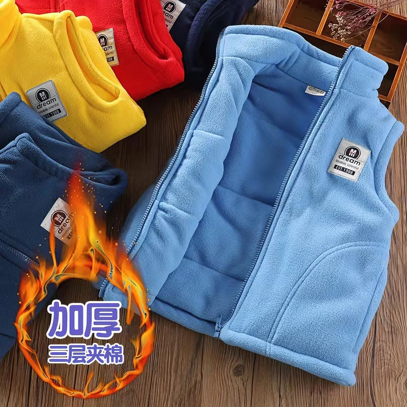 春秋厚款休闲风不限季节冬季三层马甲男童秋冬宝宝夹棉上衣冬装