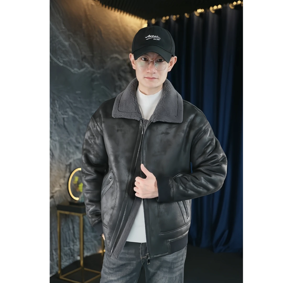 【双面可穿】男士冬季加绒加厚机车服夹克男外套时尚潮流翻领两面穿