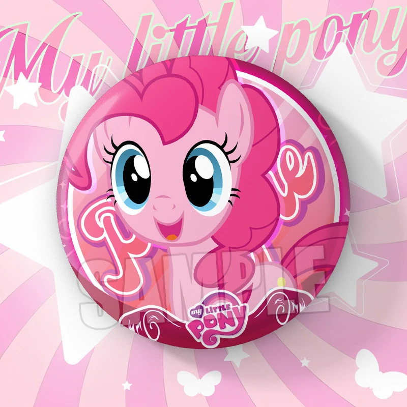 小马宝莉动漫双闪吧唧大徽章75mm大号紫悦碧琪柔柔周边挂饰规格