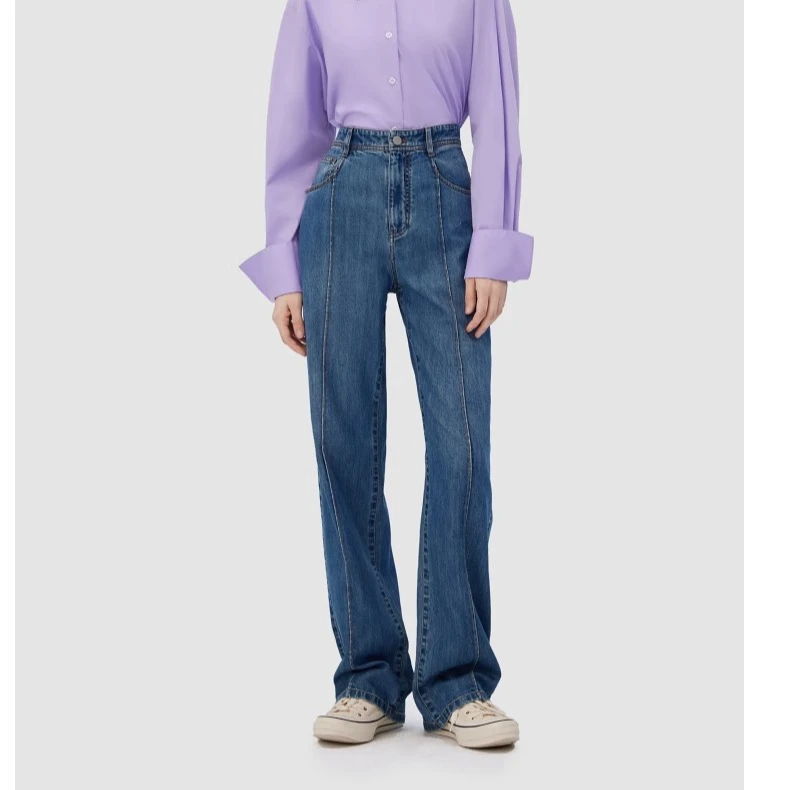 阔腿牛仔裤女高腰2024年春秋新款宽松显瘦直筒垂感窄版拖地裤高级