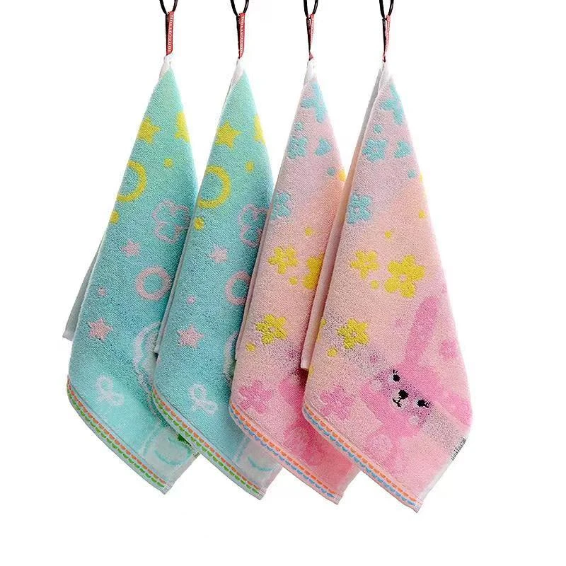 微瑕疵纯棉色织提花大方巾不掉毛不掉色吸水可爱柔软擦手通用卡通