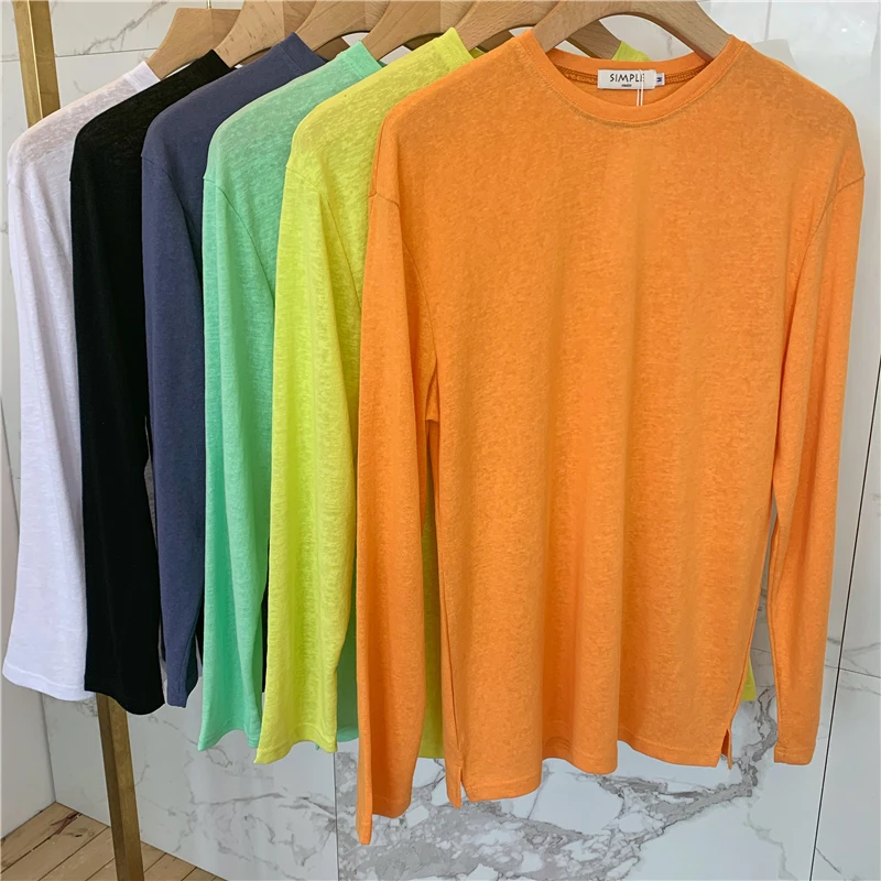 韩国新款韩版出游休闲宽松打底衫男士日系纯色圆领舒适T恤防晒衣