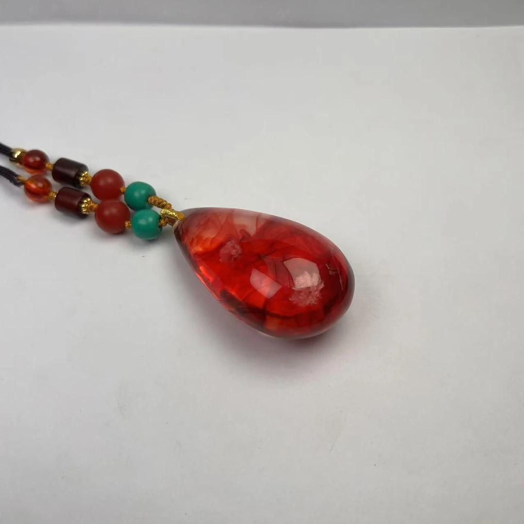 A196 收藏红发樱花大水滴吊坠