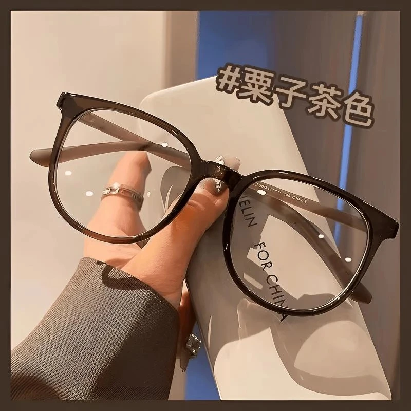 显白栗子棕高级感满满！温柔复古近视镜有度数平光镜眼镜框修颜ins