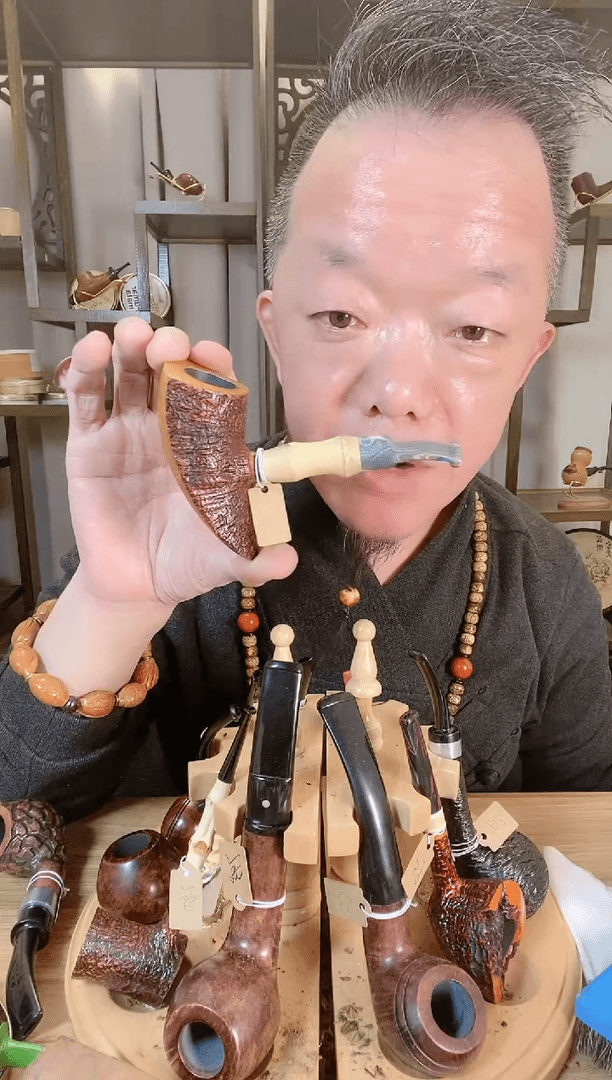 【闪购商品】石楠木根雕55纯手工石楠木烟斗