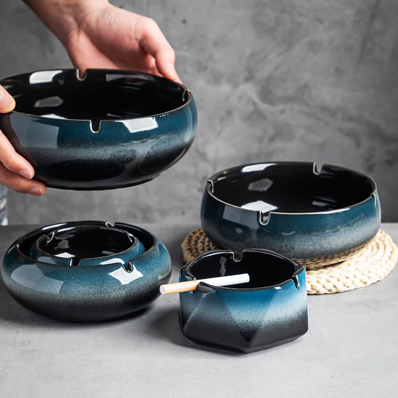 批发窑变特大号陶瓷烟灰缸创意实用北欧多功能酒吧烟灰缸礼品制作