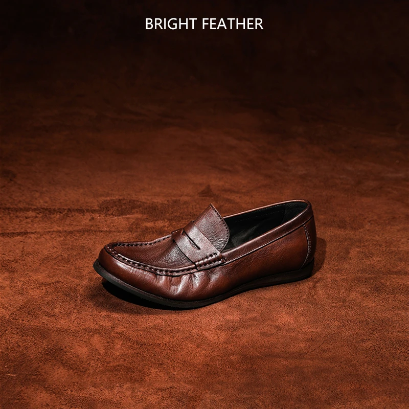 赤羽 经典复古真皮乐福鞋舒适透气一脚蹬低帮皮鞋男鞋子 1409-39