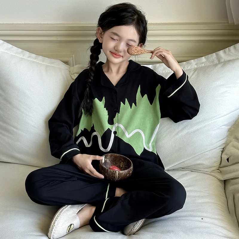 女童睡衣网红爆款2025新款春秋女孩高端家居服女大童休闲长袖套装