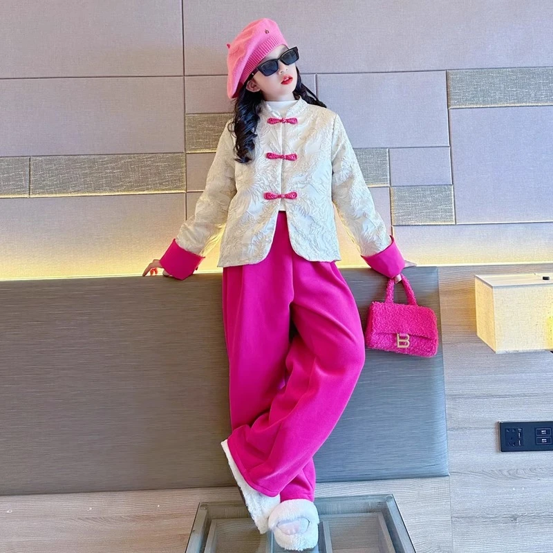 女童拜年服冬季2024新年衣服儿童大童新中式唐装国风棉服套装秋冬