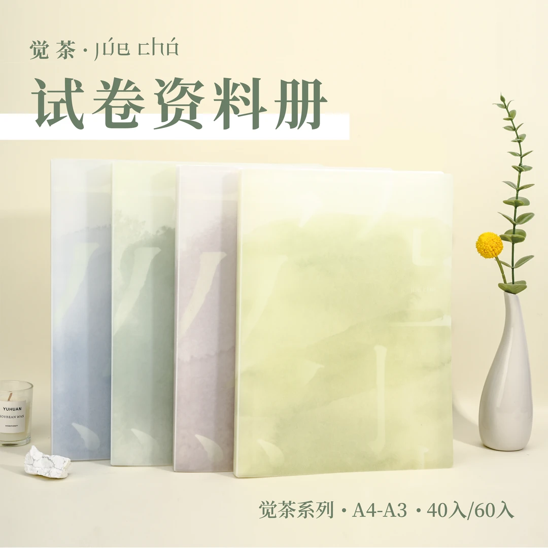 A4-A3资料册 吉言 试卷收纳袋透明插页整理袋ins4色40/60入