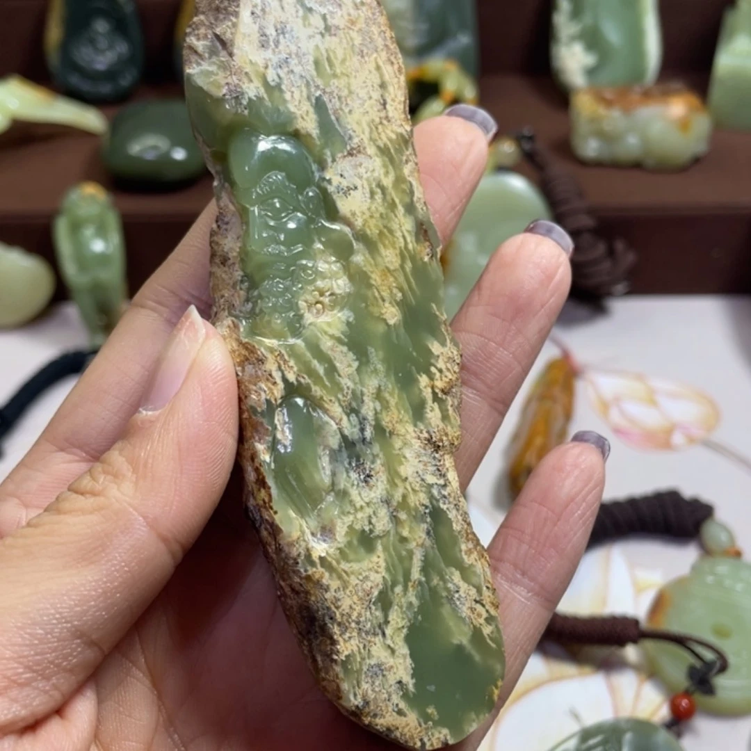 【闪购商品】岫岩河磨玉（透闪石质玉）手把未镶嵌白*画