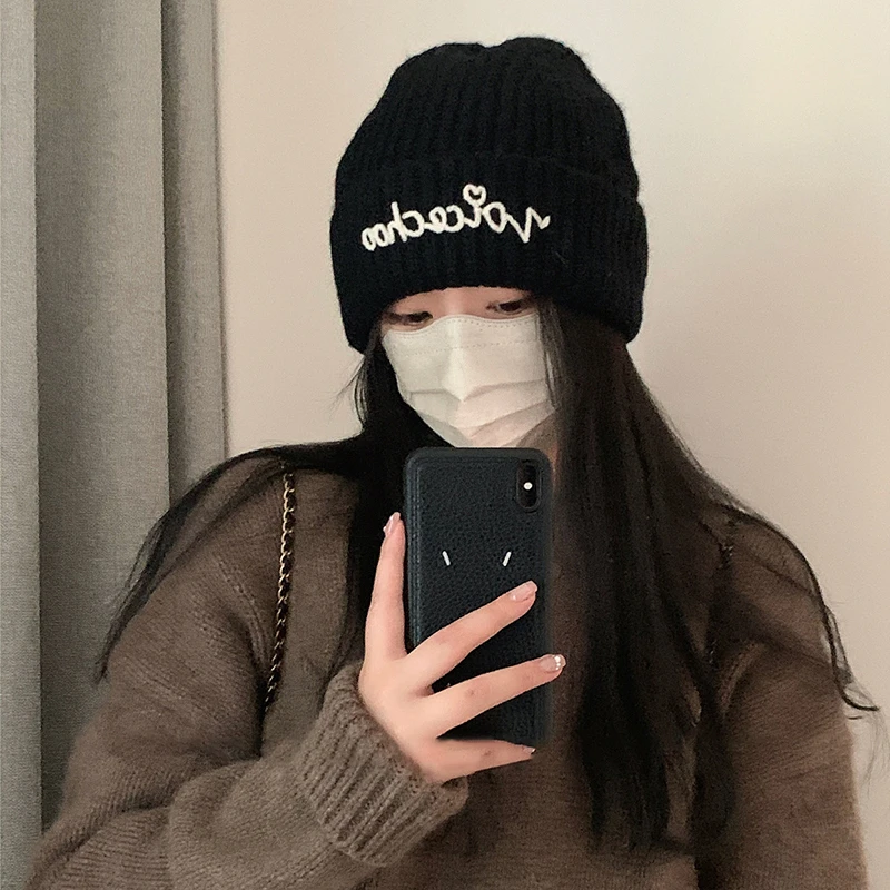 韩版百搭显脸小毛线帽子女秋冬季大头围情侣保暖护耳针织冷帽男潮