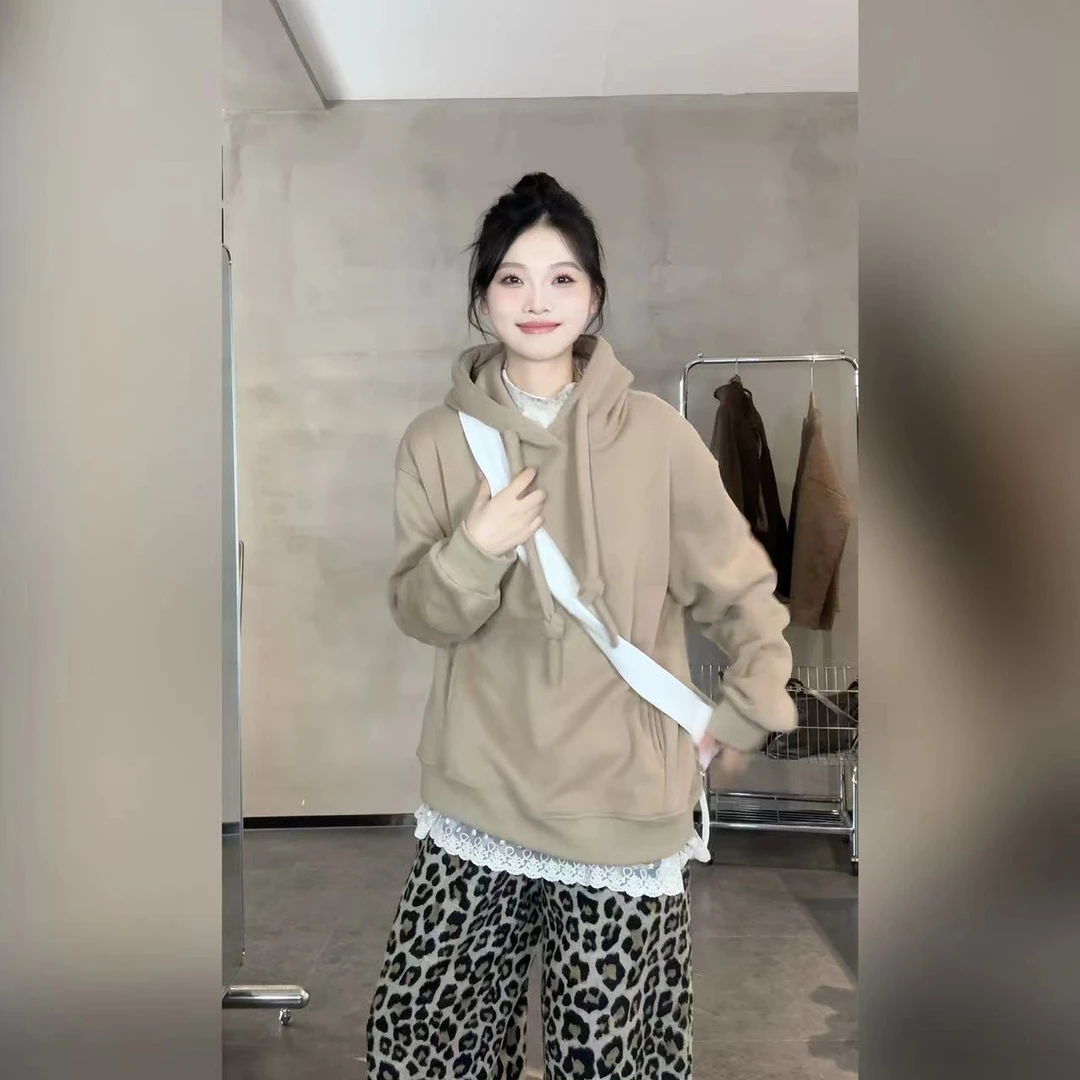 Z30180卫衣秋季小众设计感美拉德加绒暖和卫衣女