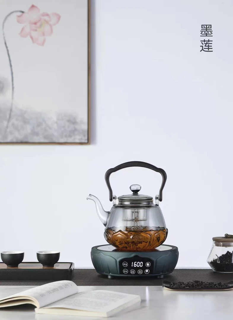 新匠新款墨莲1600瓦方形智能一键蒸煮小型带保温电陶炉炉壶套组