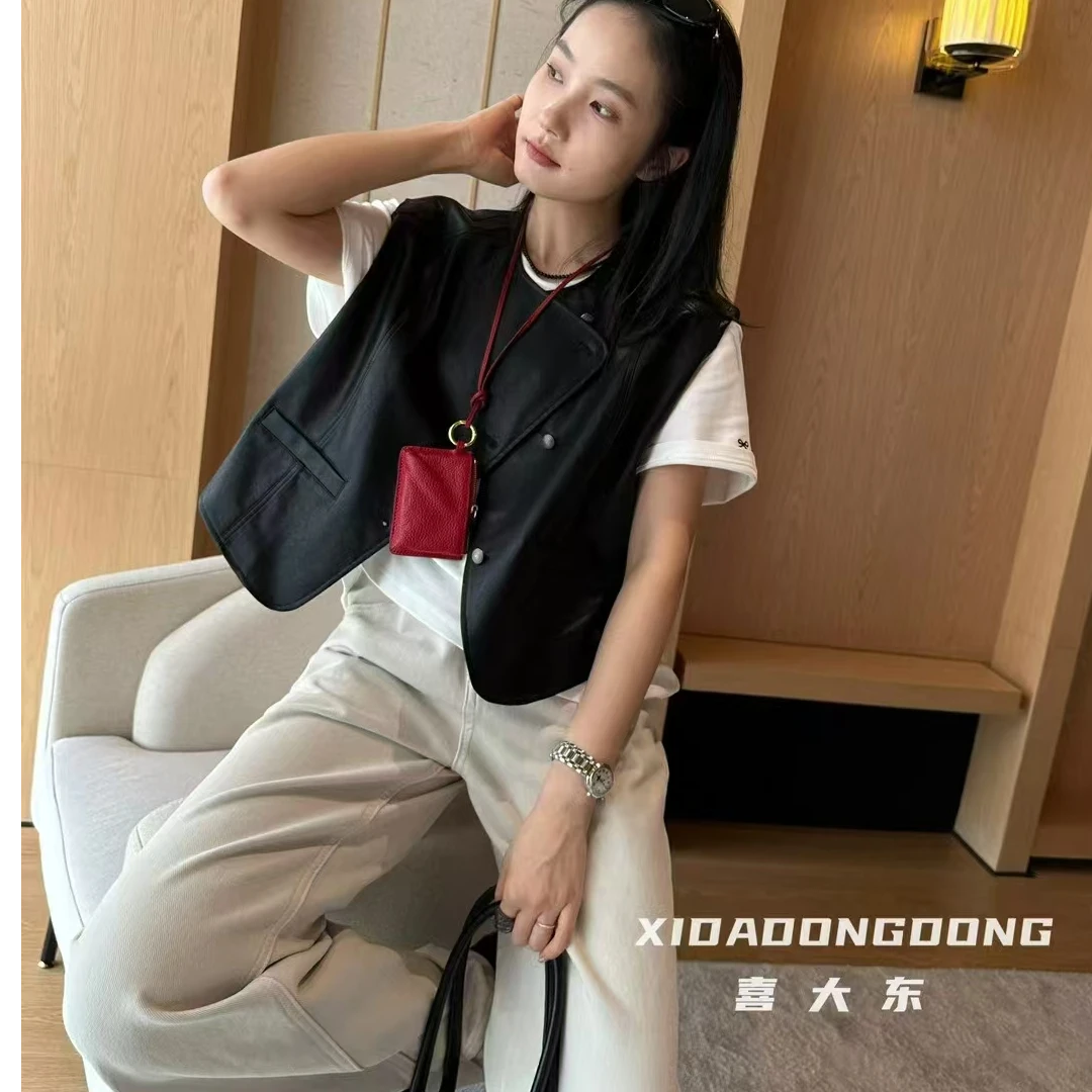 X.H  喜大东欧货秋季新款圆领百搭纯色简约无袖马甲女