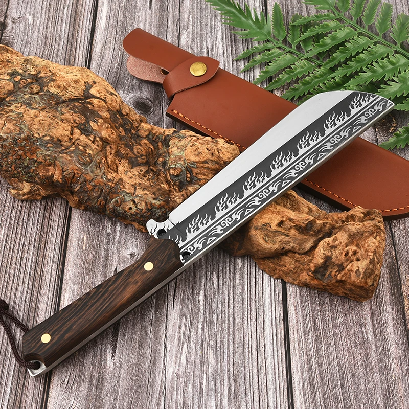 榴莲果刀户外露营便携水果刀多功能削皮刀 厨师牛排刀野营烧烤用