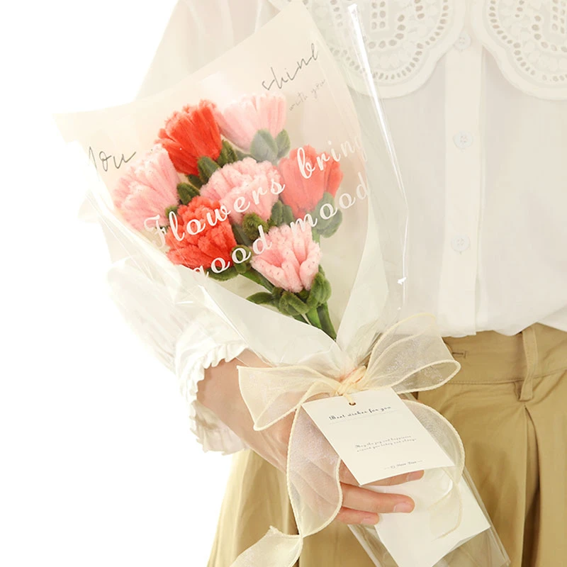 康乃馨DIY扭扭棒花束自制手工编织材料包仿真花母亲节送妈妈礼物