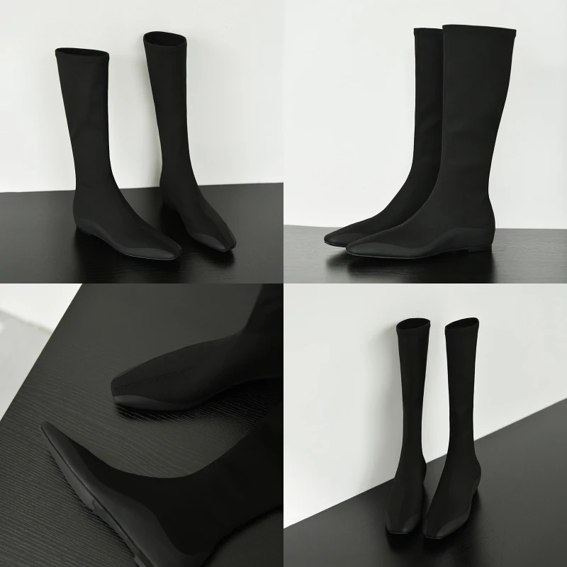 VANCEHE ROW风格极简莱赛尔纤维 秋冬瘦瘦靴女士时装靴