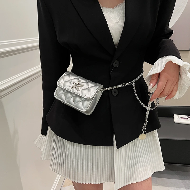 质感迷你包包女2025新款潮夏季百搭星星设计斜挎包菱格链条小方包