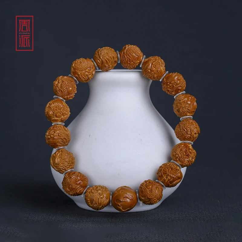周派春毅核坊小籽龙橄榄核手串精工核雕纯手工核雕文玩苏工国风