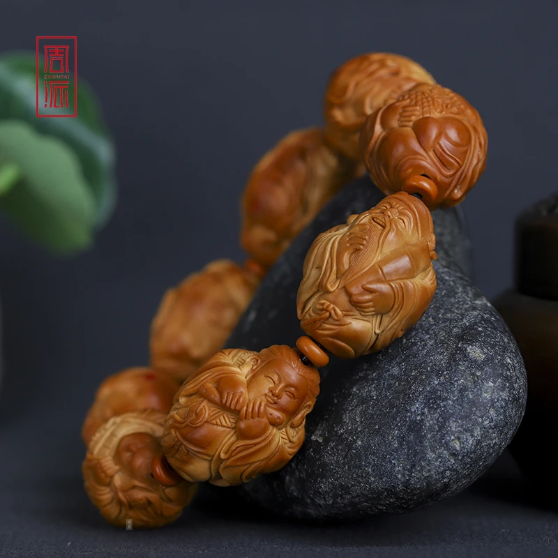 周派春毅核坊八仙橄榄核手串文玩苏工传统橄榄核雕刻纯手工男女款