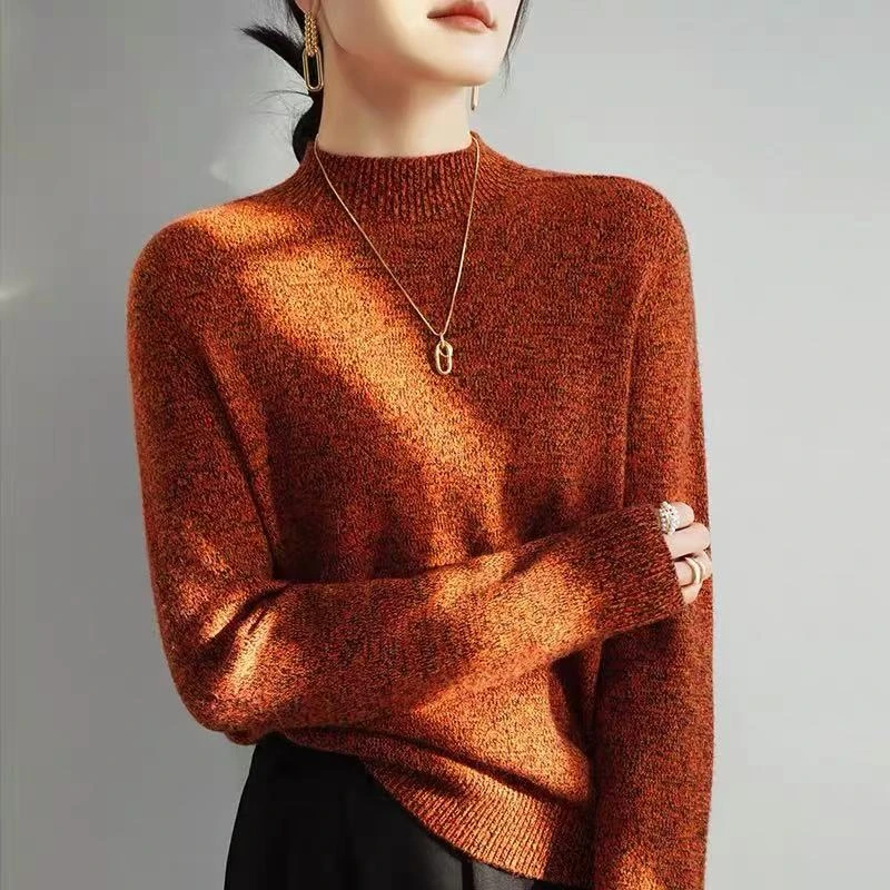 花纱时尚半高领加厚宽松打底衫